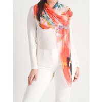 Chesca Abstract Floral Printed Scarf, Orange/White