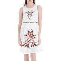 Max Studio Sleeveless Embroidered Dress, White