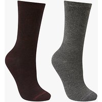 John Lewis Solid Colour Ankle Socks, Pack Of 2, Burgundy/Grey