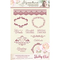 Crafter's Companion Shabby Chic Heartfelt Thanks Stamps, Pack Of 12