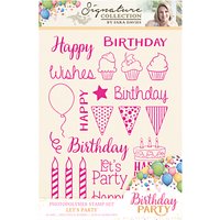 Crafter's Companion Birthday Party Stamps, Pack Of 21, Pink