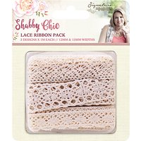 Crafter's Companion Shabby Chic Lace Ribbons, Pack Of 3, Cream