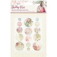 Crafter's Companion Shabby Chic Printed Wooden Buttons, Pack Of 15