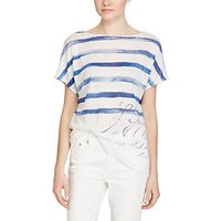 Lauren Ralph Lauren Printed Linen T-Shirt, Blue/White
