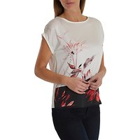 Betty & Co. Floral Printed Top, White/Red