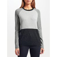 Collection WEEKEND By John Lewis Cashmere Colour Block Jumper, Charcoal/Ivory