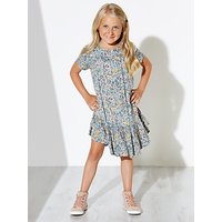 Wheat Girls' Floral Printed Dress, Navy