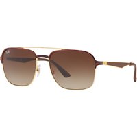Ray-Ban RB3570 Square Sunglasses, Tortoise/Brown Gradient
