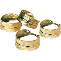 Culinary Concepts Feather Napkin Rings, Gold, Pack Of 4
