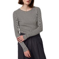 Toast Stripe Fine Wool Tencel T-Shirt, Washed Black/Ecru
