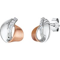Jools By Jenny Brown Cubic Zirconia Two Toned Rollover Stud Earrings, Silver/Rose Gold