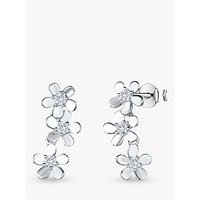 Jools By Jenny Brown Cubic Zirconia Flower Drop Earrings, Silver