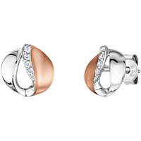 Jools By Jenny Brown Cubic Zirconia Two Toned Stud Earrings, Silver/Rose Gold
