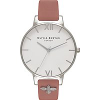 Olivia Burton OB16ES01 Embellished Bee Strap Watch, Rose/Silver