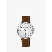 MeisterSinger NE401-SCF03 Unisex Neo Date Automatic Leather Strap Watch, Cognac/White