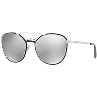 Prada PR 63TS Oval Sunglasses, Silver/Mirror Grey