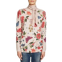 Oui Printed Butterfly Jumper, Rose/Green