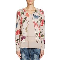 Oui Printed Butterfly Cardigan, Rose/Green