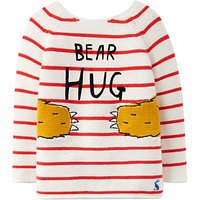Baby Joules Barney Bear Hug Intarsia Long Sleeve Jumper, Cream/Multi