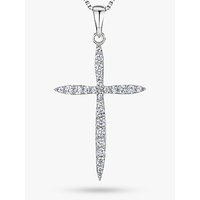 Jools By Jenny Brown Cubic Zirconia Cross Necklace, Silver