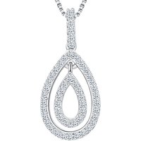 Jools By Jenny Brown Cubic Zirconia Suspended Oval Necklace, Silver