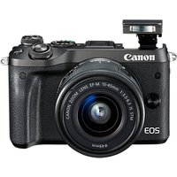 Canon EOS M6 Compact System Camera With EF-M 15-45mm IS STM Lens, HD 1080p, 24.2MP, Wi-Fi, Bluetooth, NFC, 3.0 LCD Tiltable Touch Screen, Black