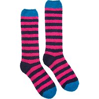 Joules Fab Fluffy Stripe Socks, Ruby