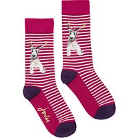 Joules Brilliant Bamboo Xmas Stripe Dog Ankle Socks, Pack Of 1, Ruby