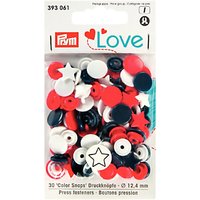 Prym Circles And Stars Press Snap Colour Fasteners, 12.4mm, Pack Of 30, Multi