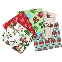 Craft Cotton Co. Woodland Friends Print Fat Quarter Fabrics, Pack Of 5, Green/Red