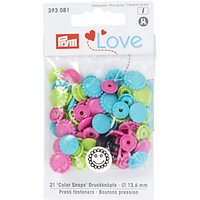 Prym Press Snap Colour Fasteners, 13.6mm, Pack Of 21, Assorted