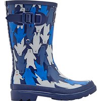Little Joule Children's Bear Camo Wellington Boots, Blue