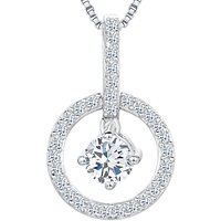 Jools By Jenny Brown Cubic Zirconia Suspended Stone Drop Circle Necklace, Silver