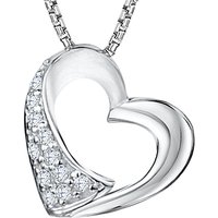 Jools By Jenny Brown Rhodium Plated Cubic Zirconia Heart Pendant Necklace, Silver