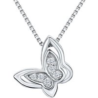 Jools By Jenny Brown Cubic Zirconia Butterfly Necklace, Silver