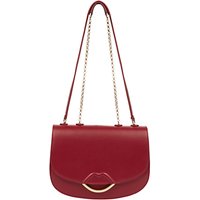 Lulu Guiness Isabella Half Covered Lips Leather Medium Across Body Bag, Red