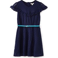 Yumi Girl Lace Ruffle Dress, Navy