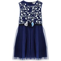 Yumi Girl Icy Floral Embroidered Prom Dress, Navy