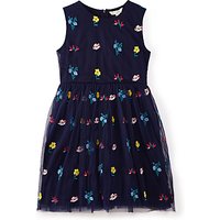 Yumi Girl Floral Embroidered Mesh Dress, Navy