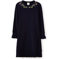 Yumi Girl Floral Embroidered Knitted Dress, Navy