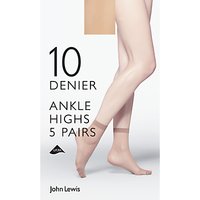 John Lewis 10 Denier Ankle Socks, Pack Of 5