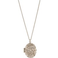 Alex Monroe Sterling Silver Oval Floral Locket Pendant Necklace, Silver