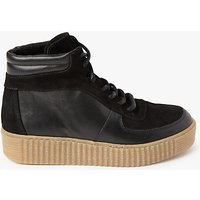 Pieces Paloma High Leather Trainers, Black