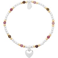 Estella Bartlett Sienna Heart Beaded Bracelet, Silver/Multi