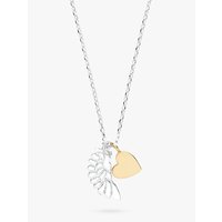 Estella Bartlett Wing And Heart Pendant Necklace, Silver/Gold
