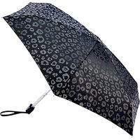 Fulton Tiny Luxury Leopard Folding Umbrella, Black