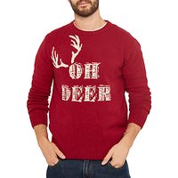 Joules Oh Deer Christmas Knit Jumper, Burgundy