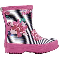 Little Joule Baby Stripe Floral Wellington Boots, Pink