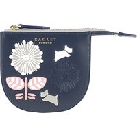 Radley Folk Floral Leather Small Coin Purse, Navy