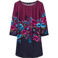 Joules Felicia Printed Woven Tunic Top, French Navy Plum Camellia Border